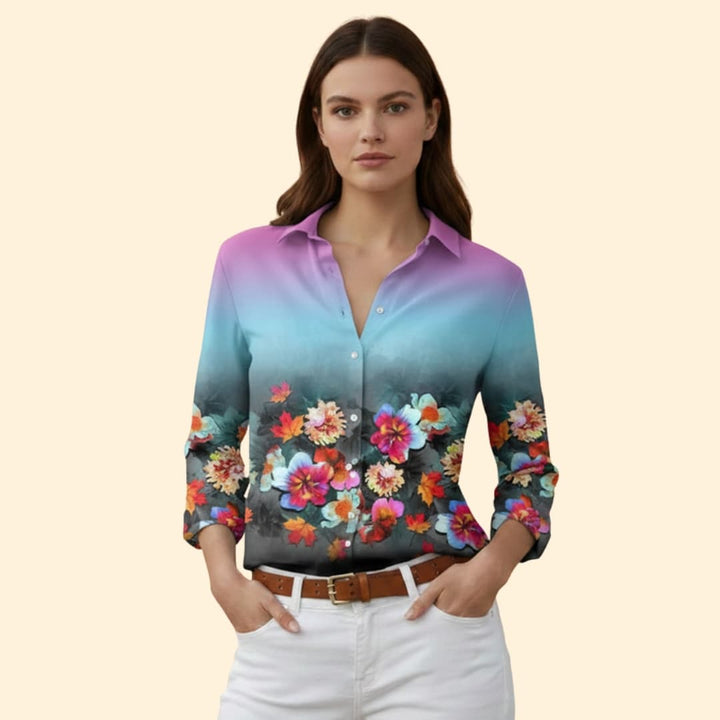 Women’s Button-up Blouse with Floral Print