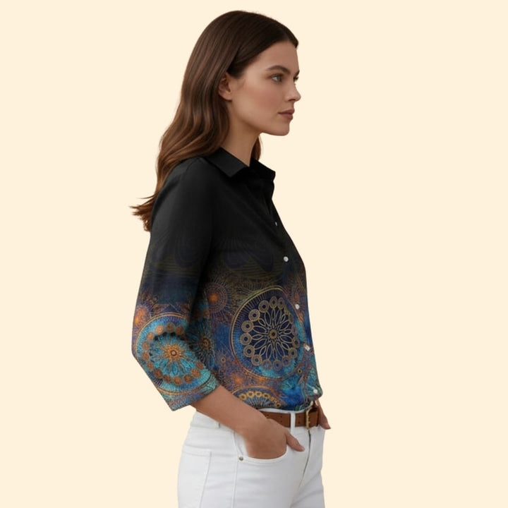 Women’s Button-up Blouse with Floral Print