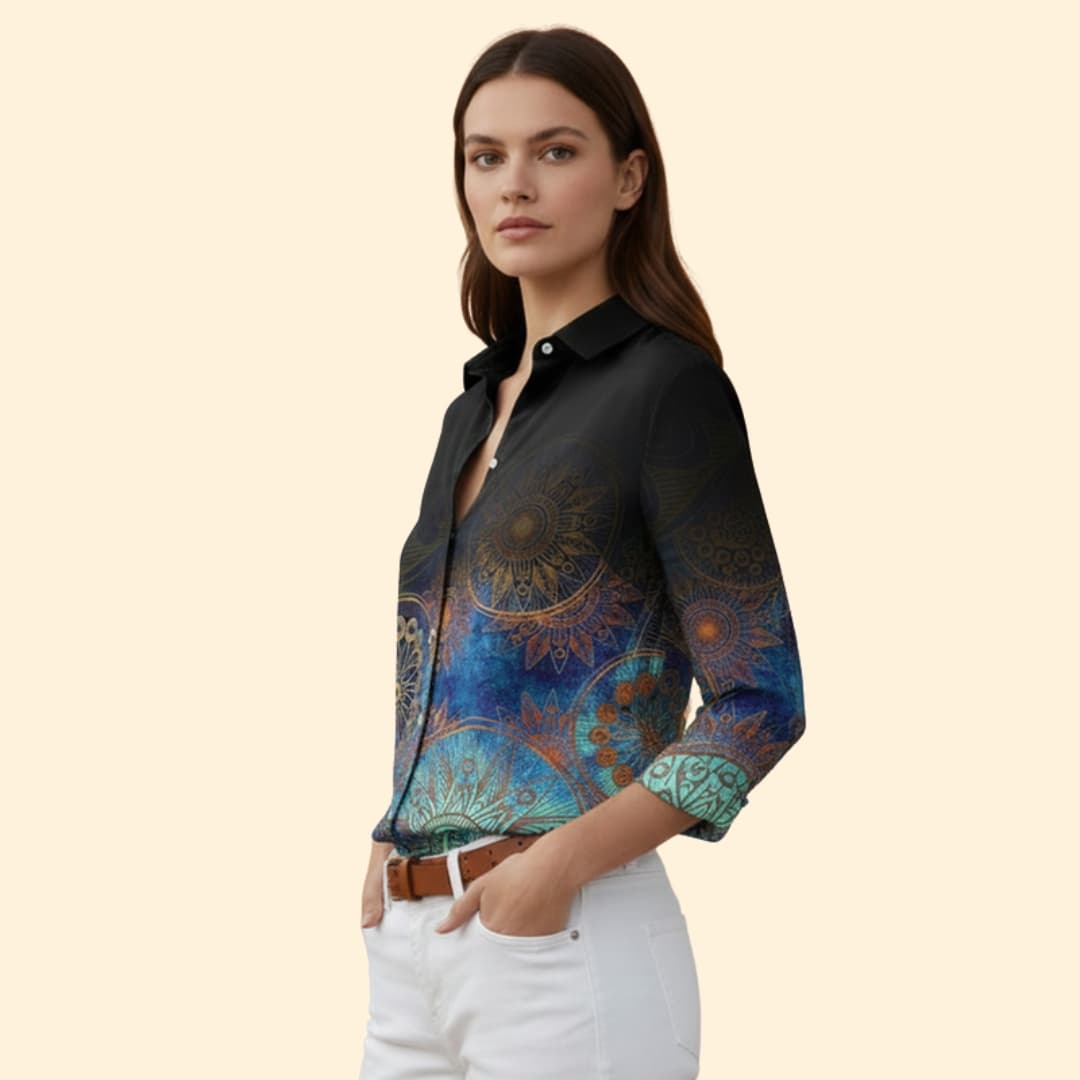 Women’s Button-up Blouse with Floral Print