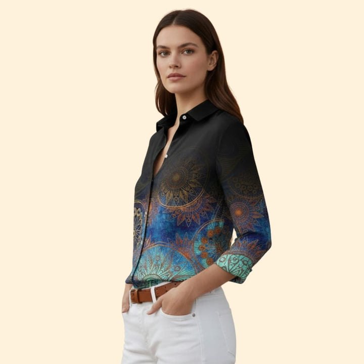 Women’s Button-up Blouse with Floral Print