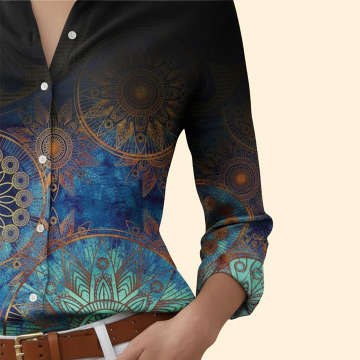 Women’s Button-up Blouse with Floral Print