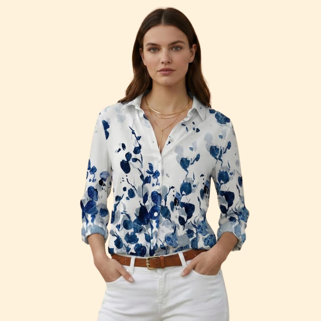 Women’s Button-up Blouse with Floral Print