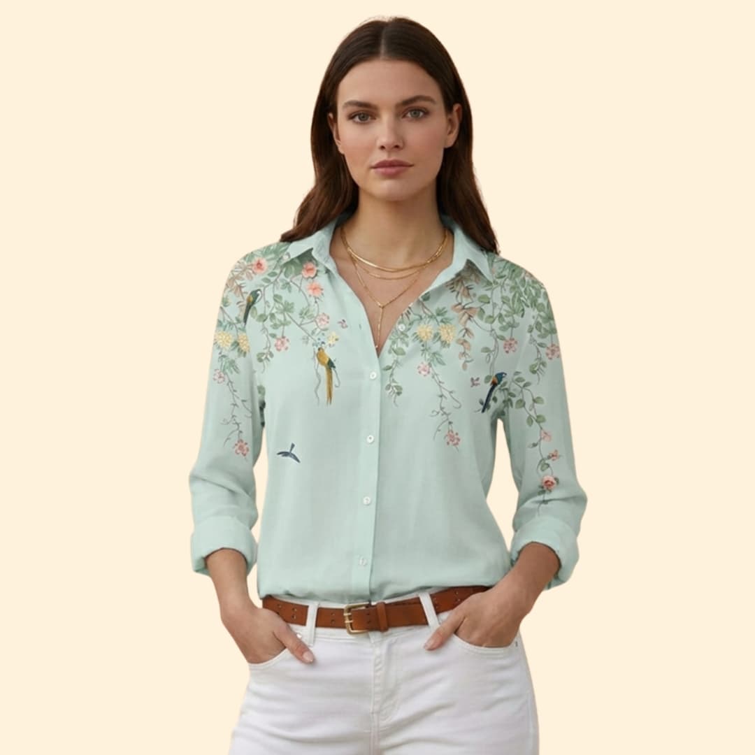 Women’s Button-up Blouse with Floral Print
