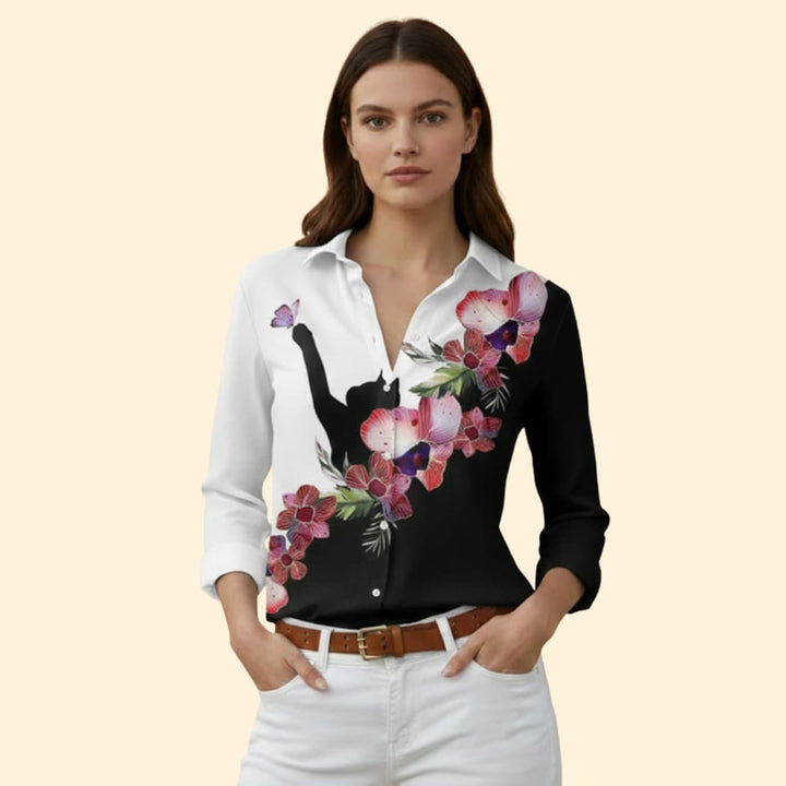 Women’s Button-up Blouse with Floral Print
