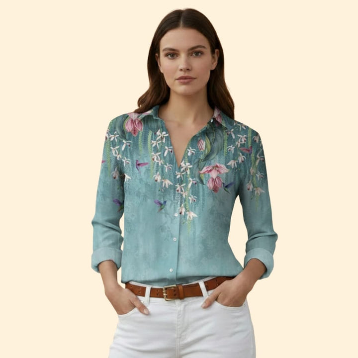 Women’s Button-up Blouse with Floral Print