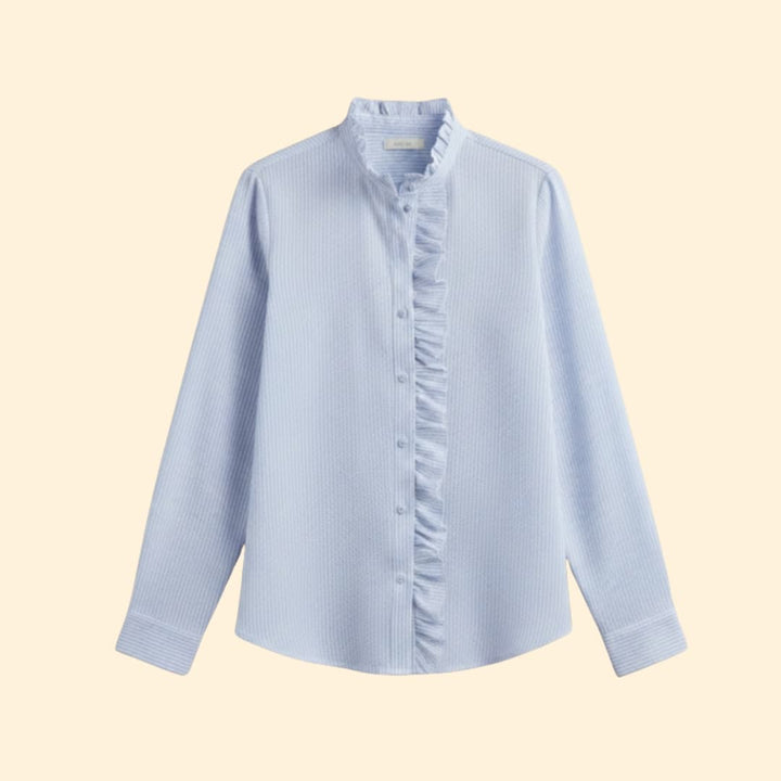 Women’s Button-up Blouse with Ruffled Front Design