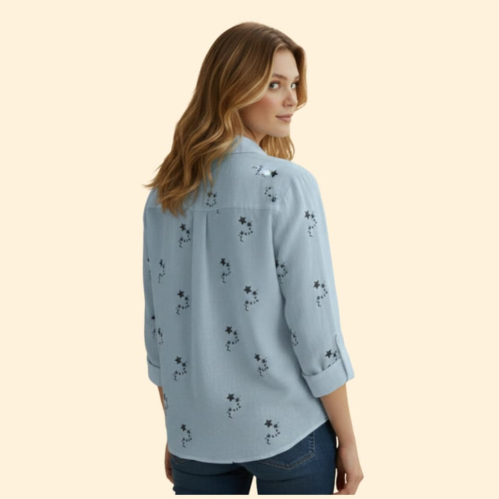Women’s Button-up Blouse with Star Print