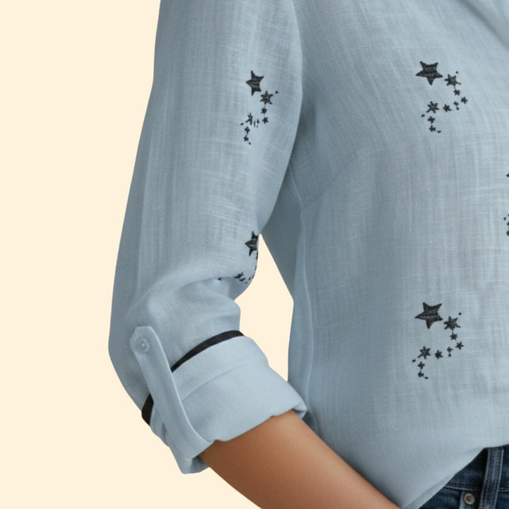 Women’s Button-up Blouse with Star Print