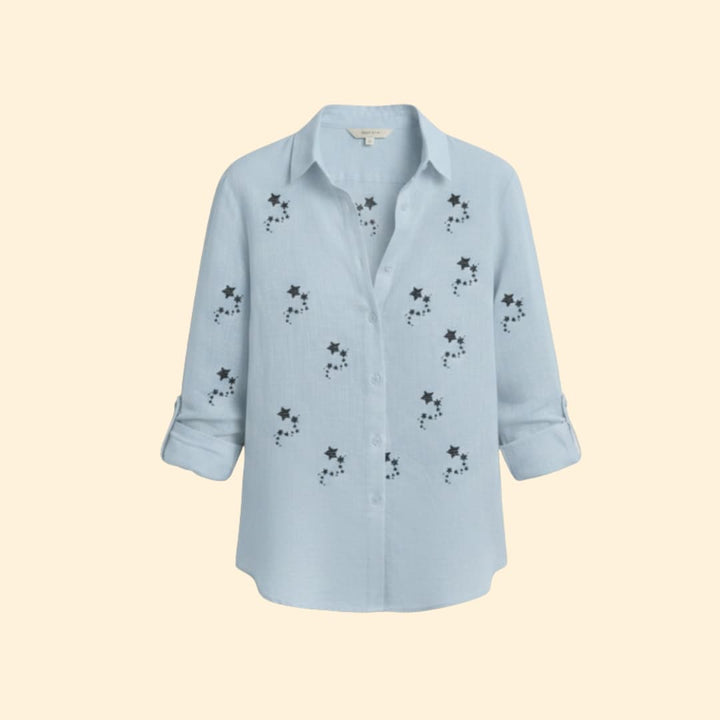 Women’s Button-up Blouse with Star Print