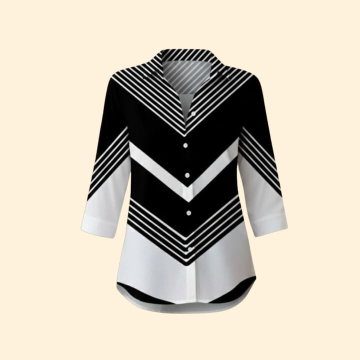 Women’s Button-up Blouse with Striped Pattern