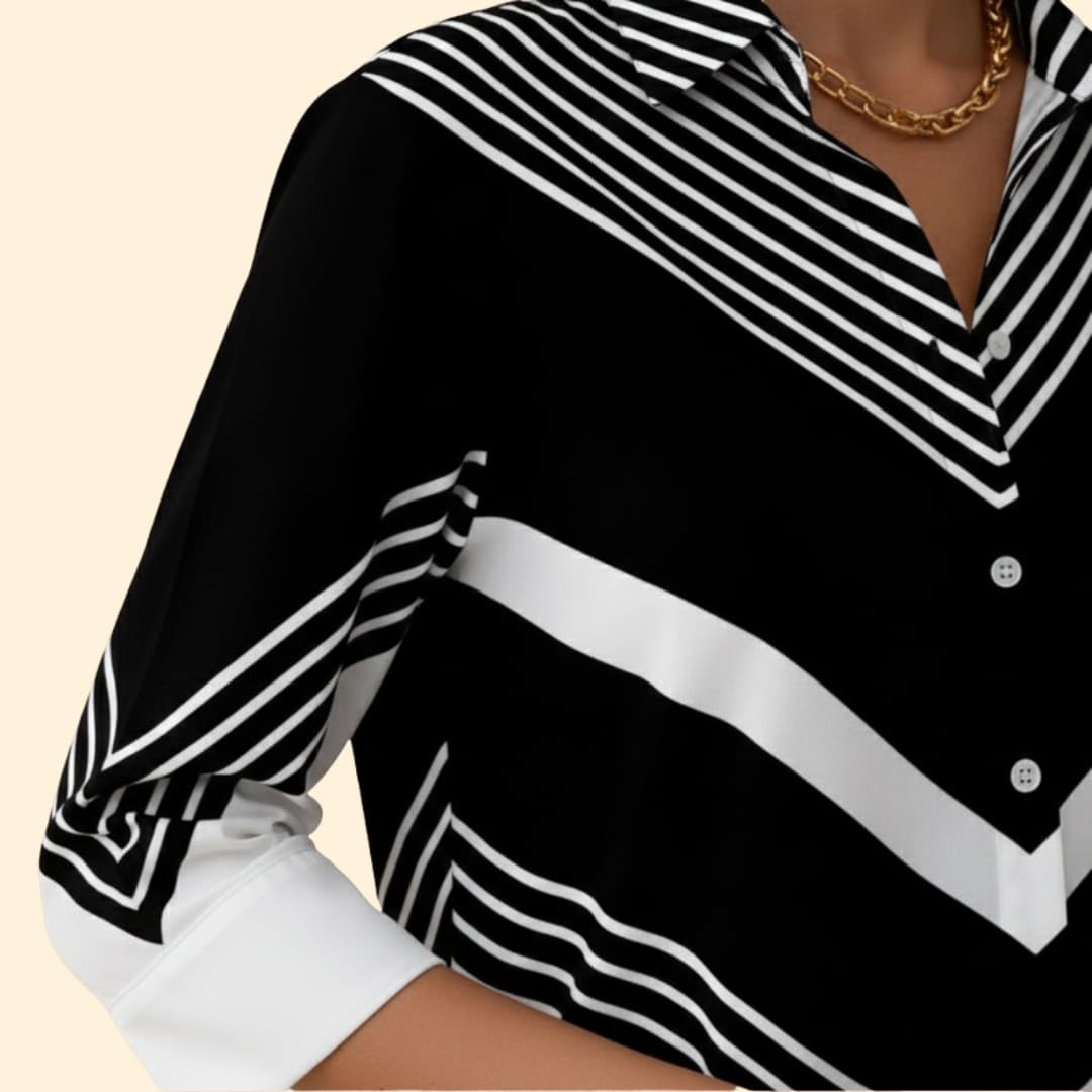 Women’s Button-up Blouse with Striped Pattern