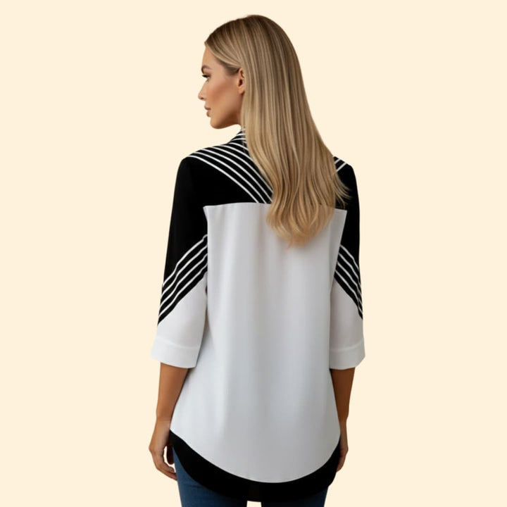 Women’s Button-up Blouse with Striped Pattern