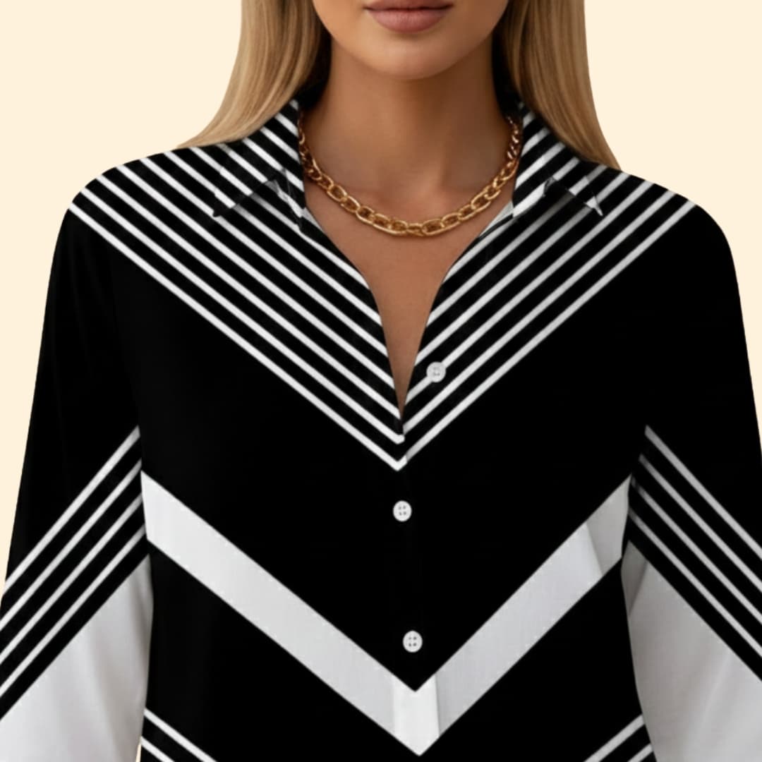 Women’s Button-up Blouse with Striped Pattern