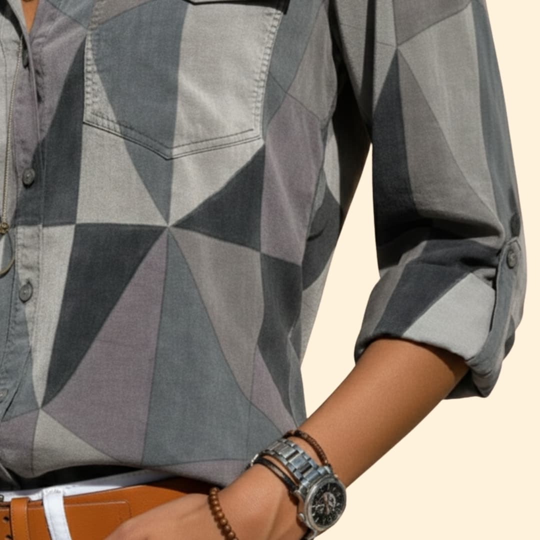 Women’s Button-up Shirt with Geometric Print