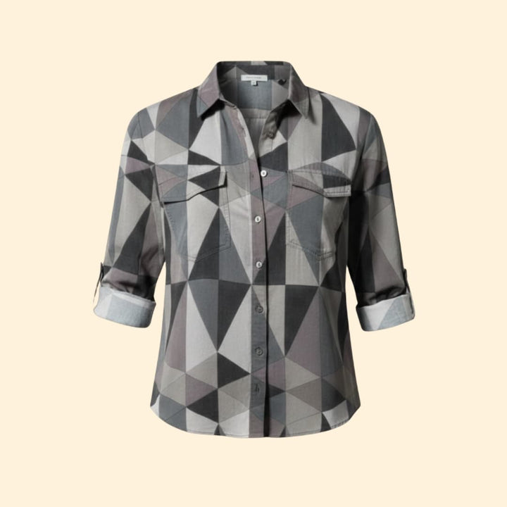Women’s Button-up Shirt with Geometric Print
