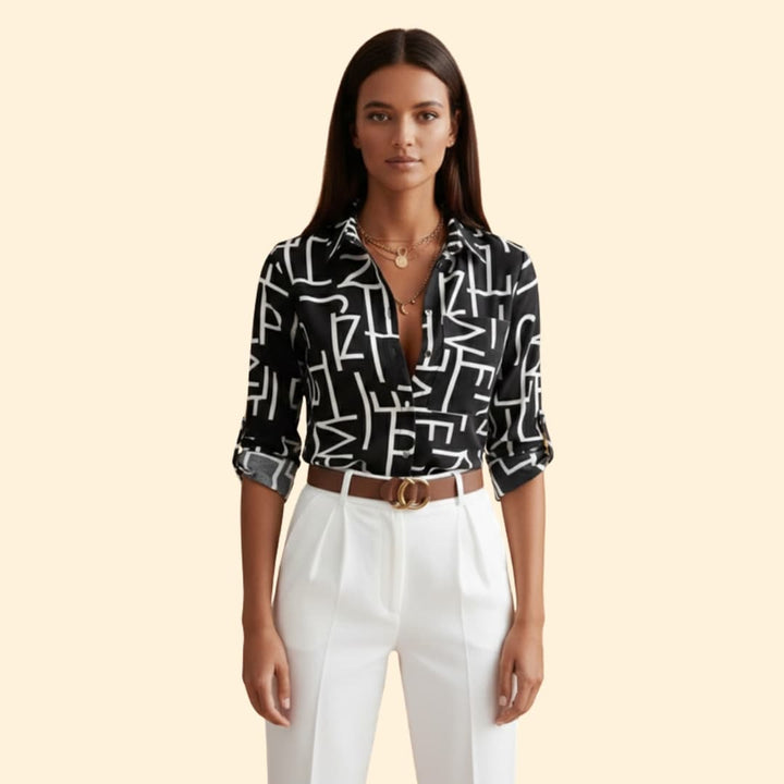 Women’s Button-up Shirt with Graphic Print