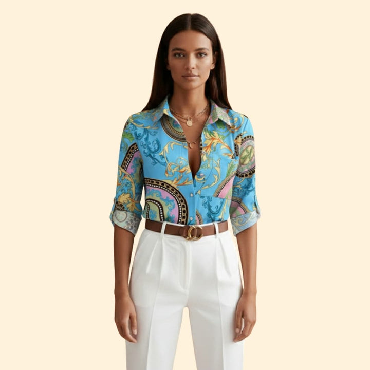 Women’s Button-up Shirt with Graphic Print