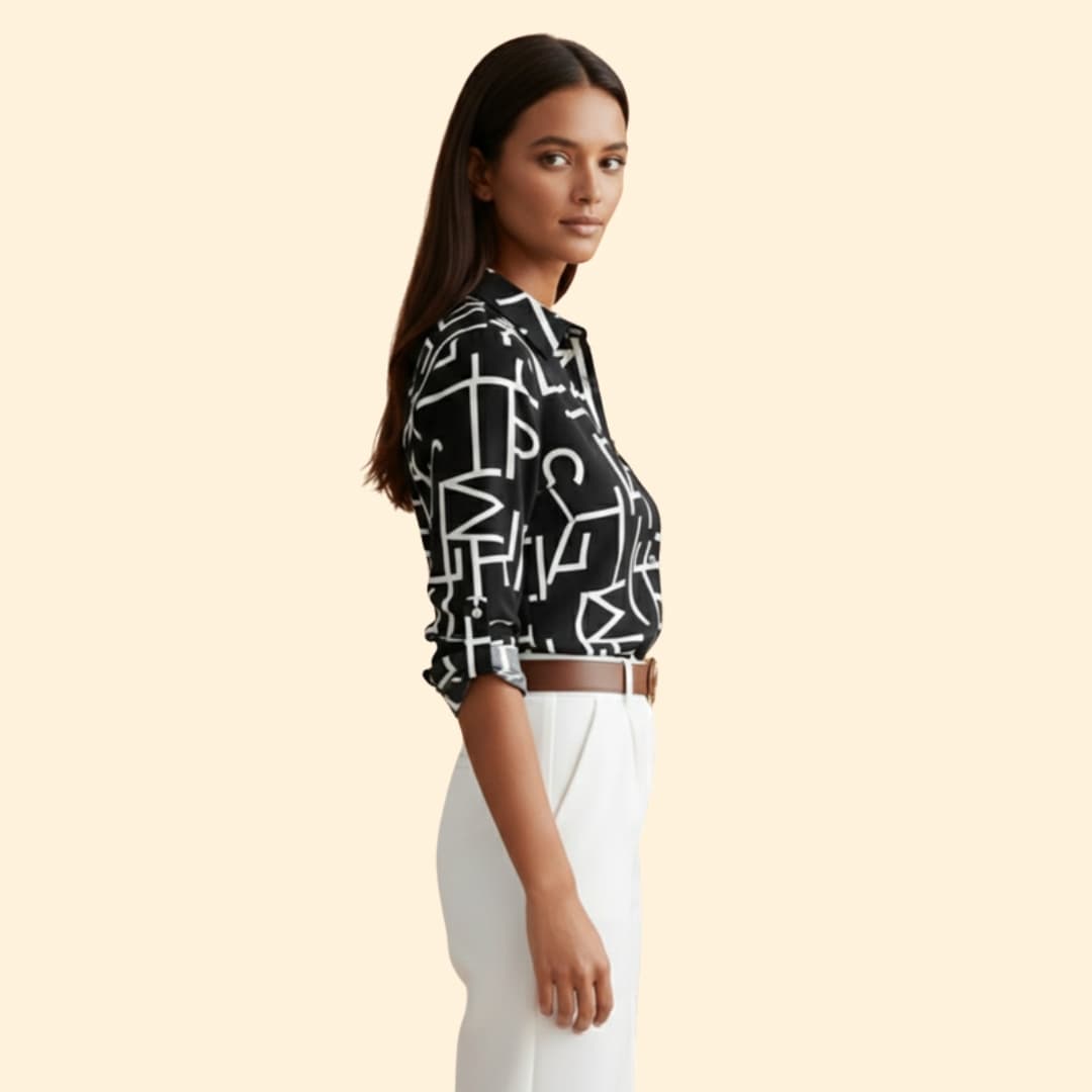 Women’s Button-up Shirt with Graphic Print