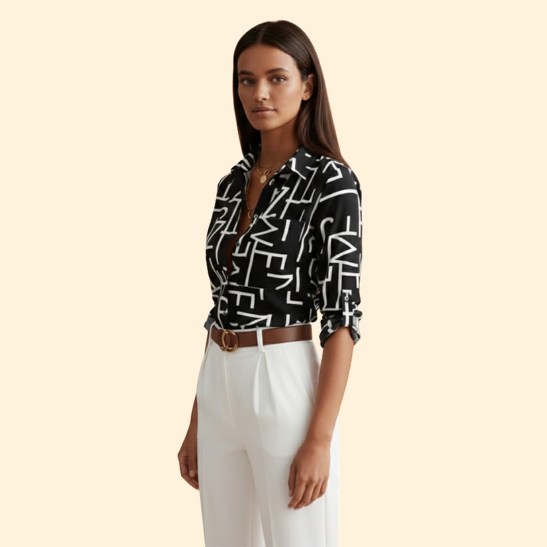 Women’s Button-up Shirt with Graphic Print