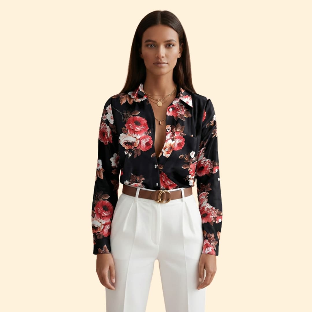 Women’s Button-up Shirt with Graphic Print