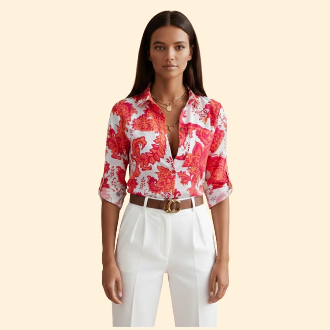 Women’s Button-up Shirt with Graphic Print