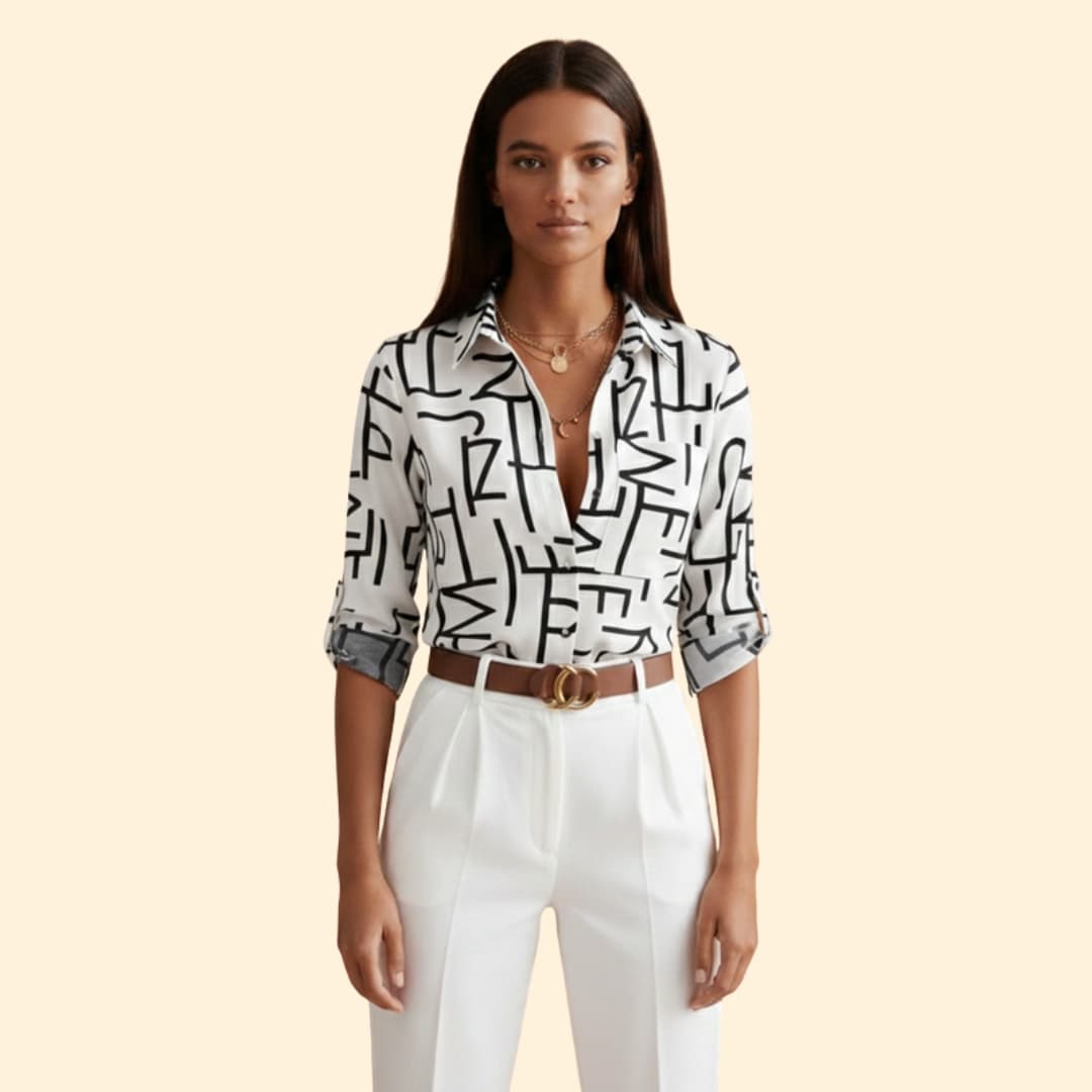 Women’s Button-up Shirt with Graphic Print