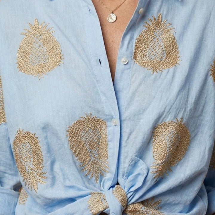 Women’s Button Blouse with Embroidered Details