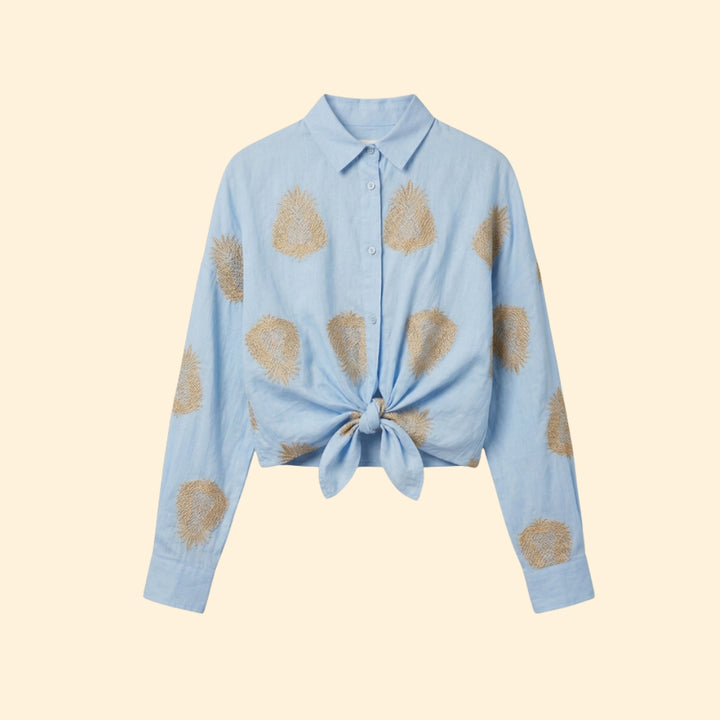 Women’s Button Blouse with Embroidered Details
