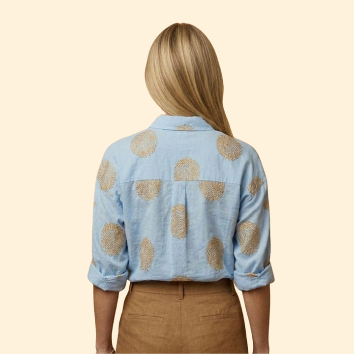 Women’s Button Blouse with Embroidered Details