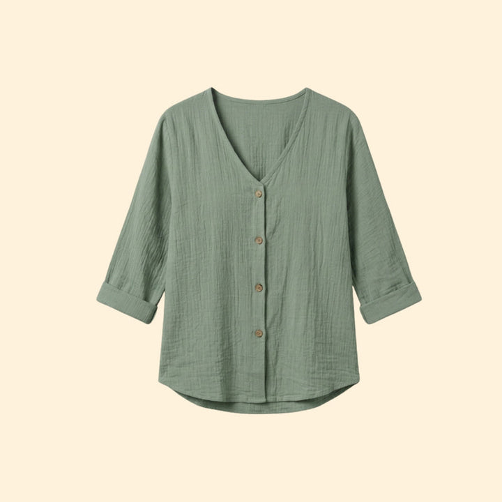 Women’s Button Down Blouse with V-Neckline