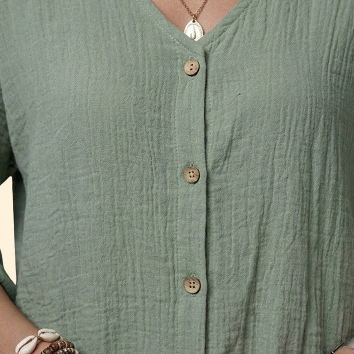Women’s Button Down Blouse with V-Neckline