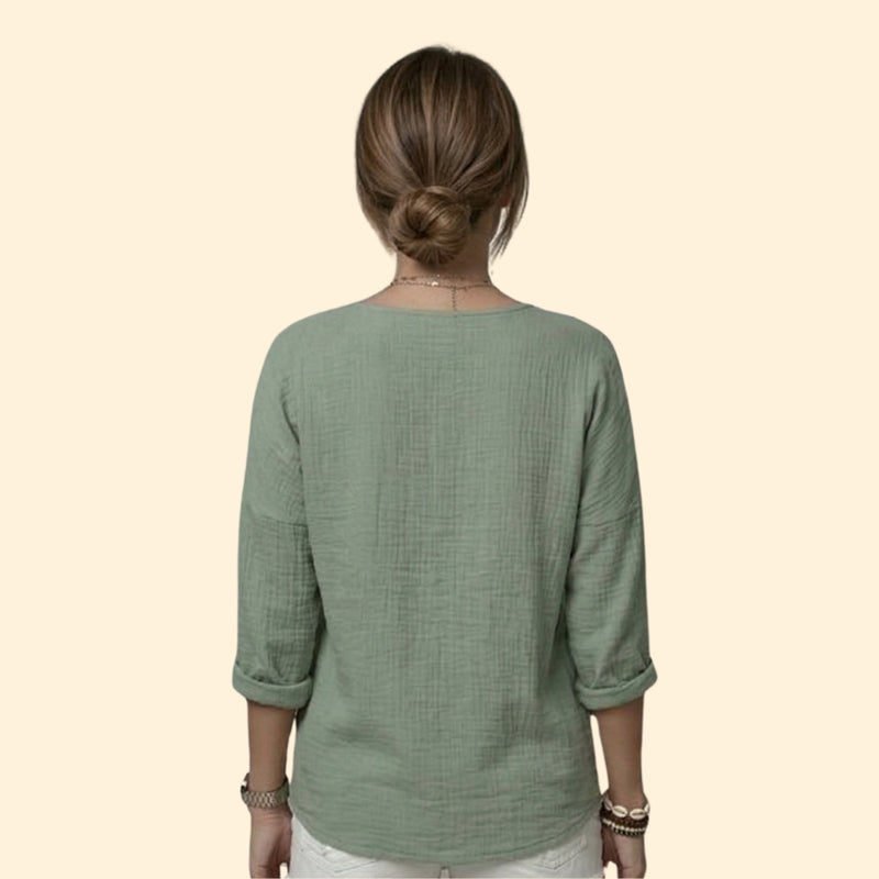 Women’s Button Down Blouse with V-Neckline