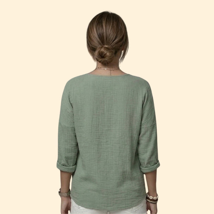 Women’s Button Down Blouse with V-Neckline