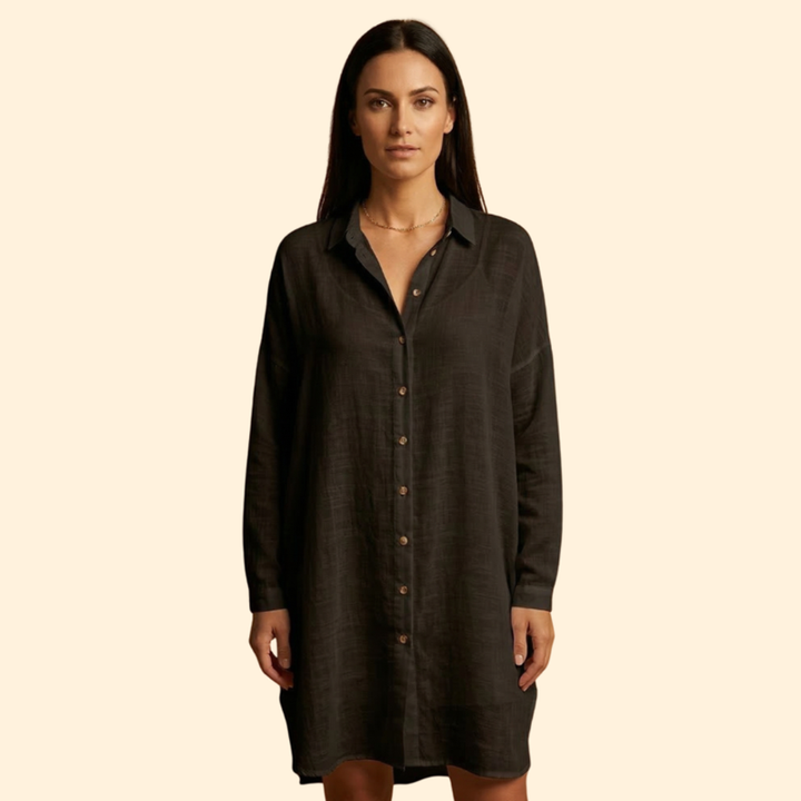 Women’s Button Down Cover Dress Up with Long Sleeves