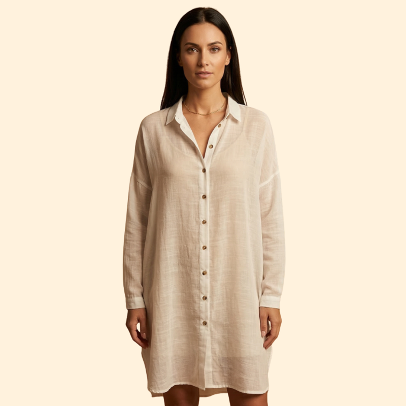 Women’s Button Down Cover Dress Up with Long Sleeves