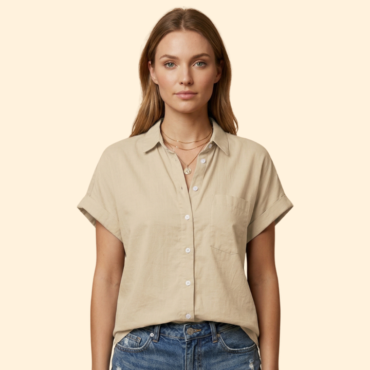 Women’s Button Down Shirt with Rolled Sleeves