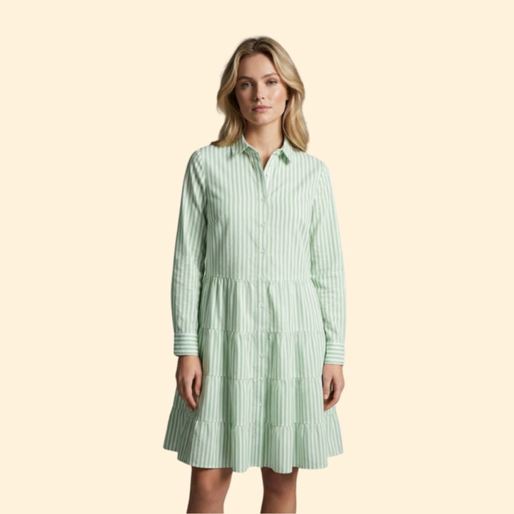 Women’s Button Front Dress with Pointed Collar