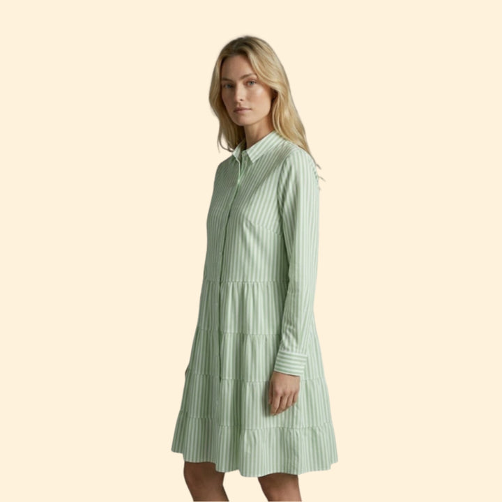 Women’s Button Front Dress with Pointed Collar