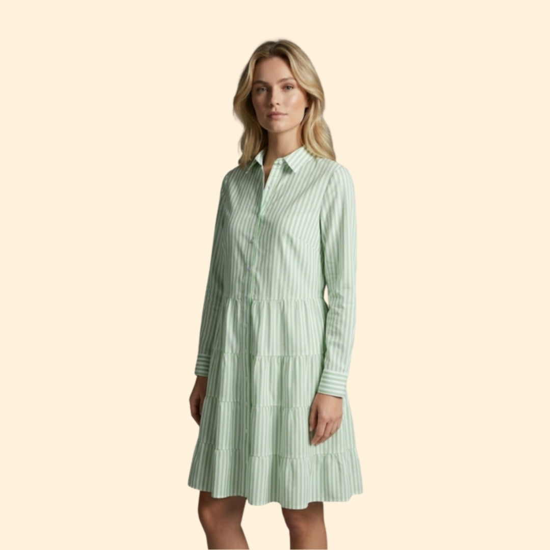 Women’s Button Front Dress with Pointed Collar