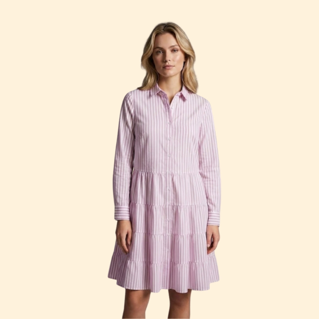 Women’s Button Front Dress with Pointed Collar