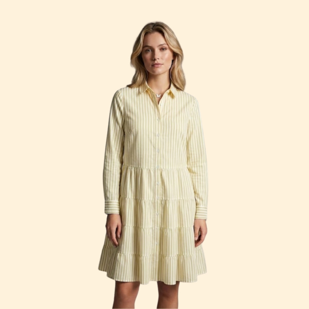 Women’s Button Front Dress with Pointed Collar