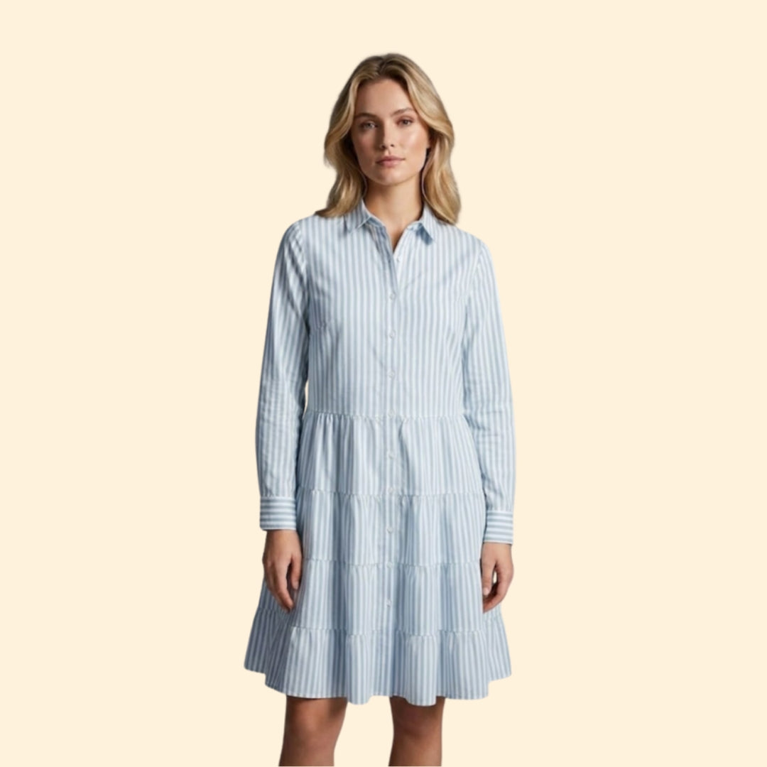 Women’s Button Front Dress with Pointed Collar