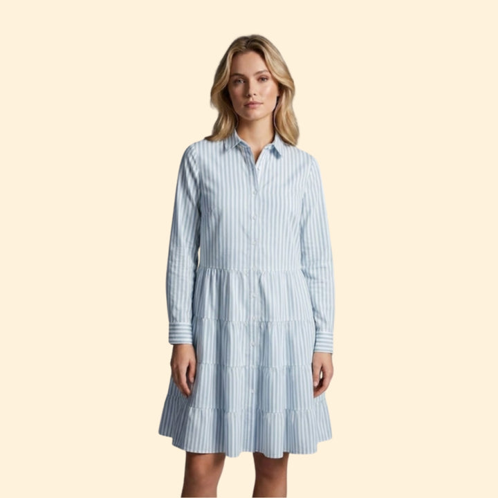 Women’s Button Front Dress with Pointed Collar