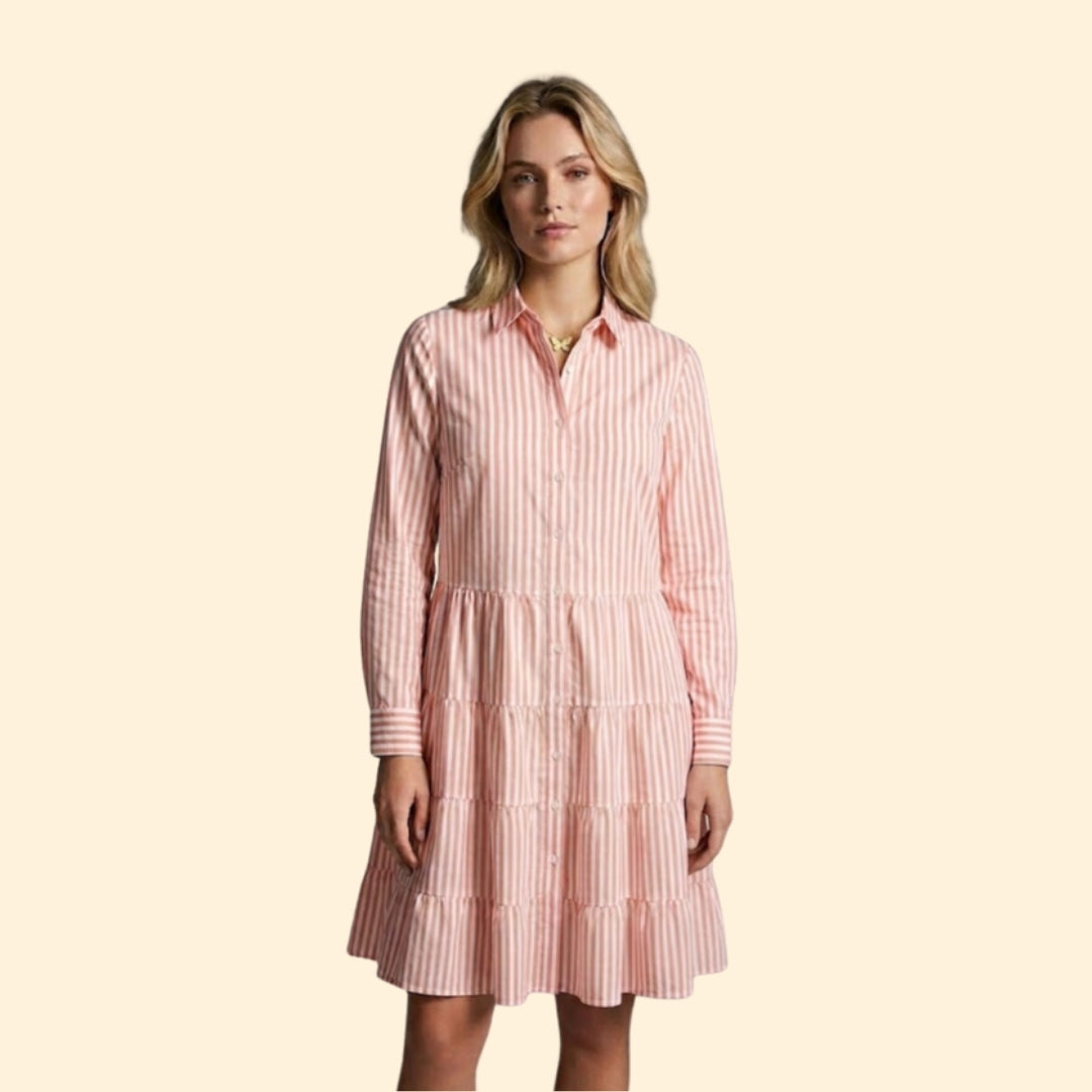Women’s Button Front Dress with Pointed Collar