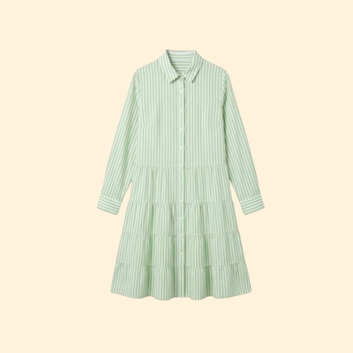 Women’s Button Front Dress with Pointed Collar