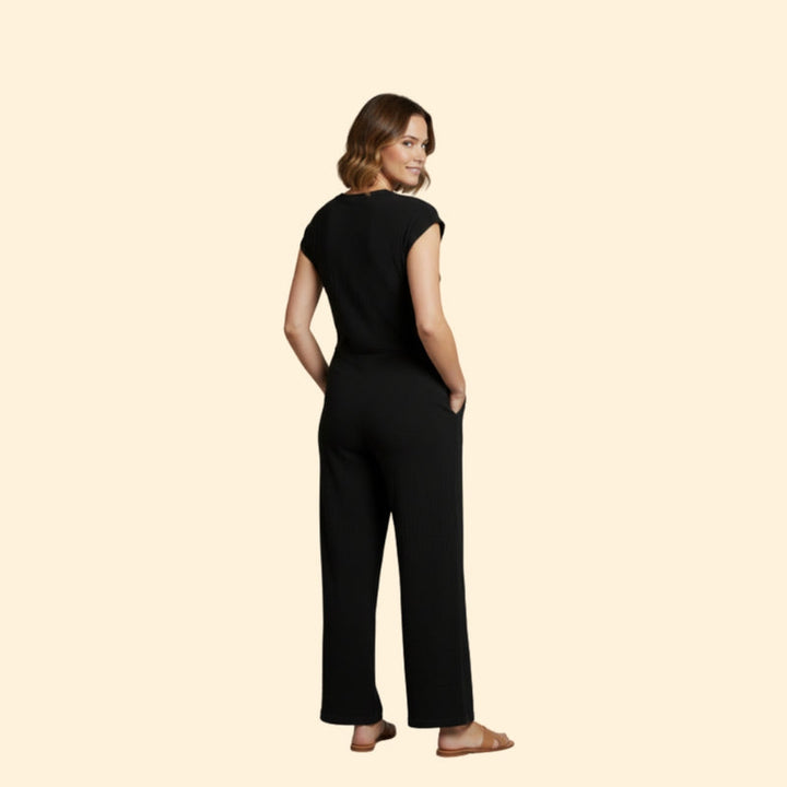 Women’s Wide-Leg Jumpsuit with Button Placket