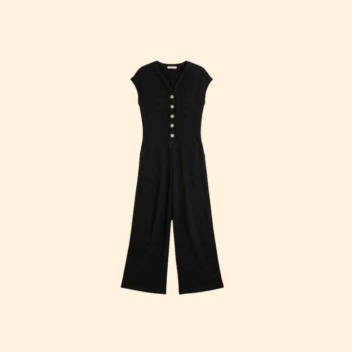 Women’s Wide-Leg Jumpsuit with Button Placket