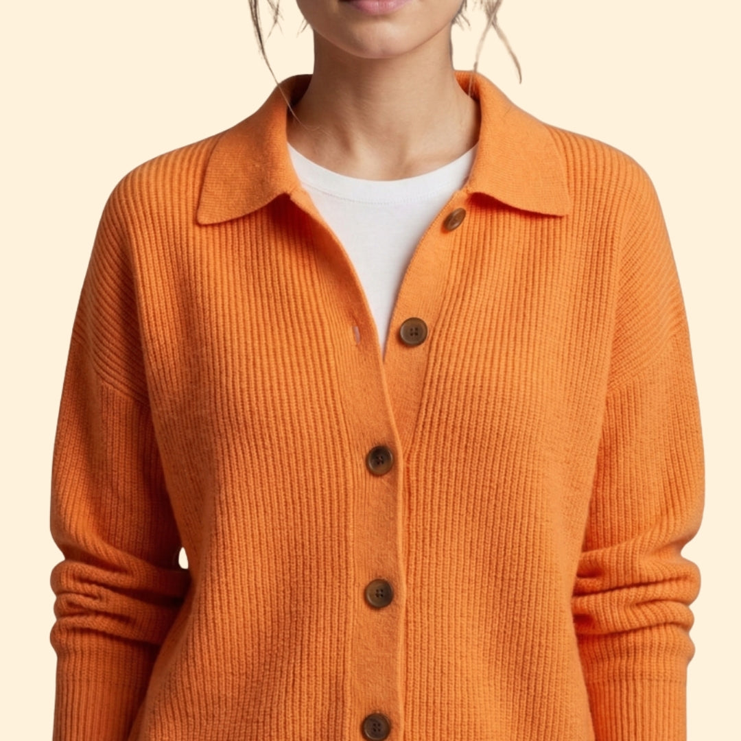 Women’s Button Front Sweater with Ribbed Texture