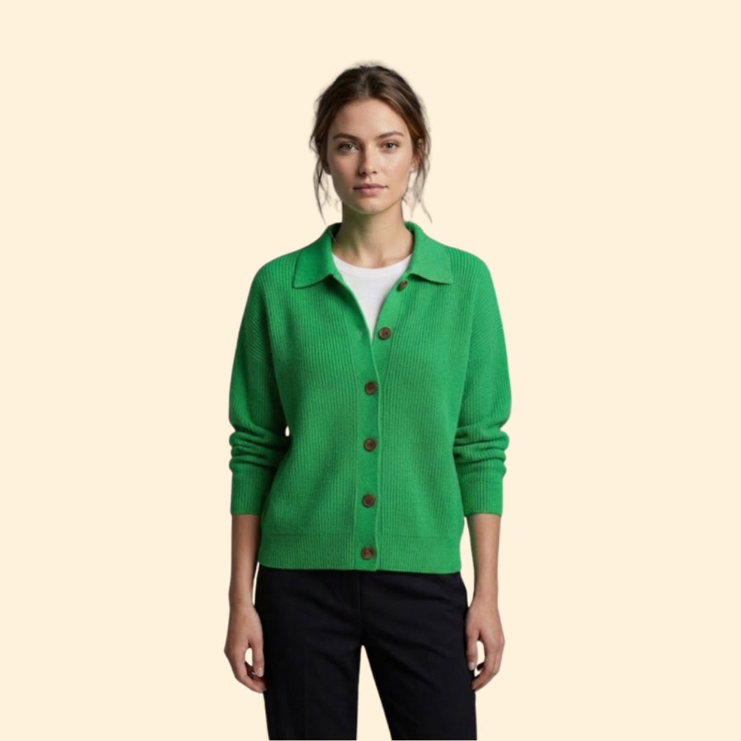 Women’s Button Front Sweater with Ribbed Texture