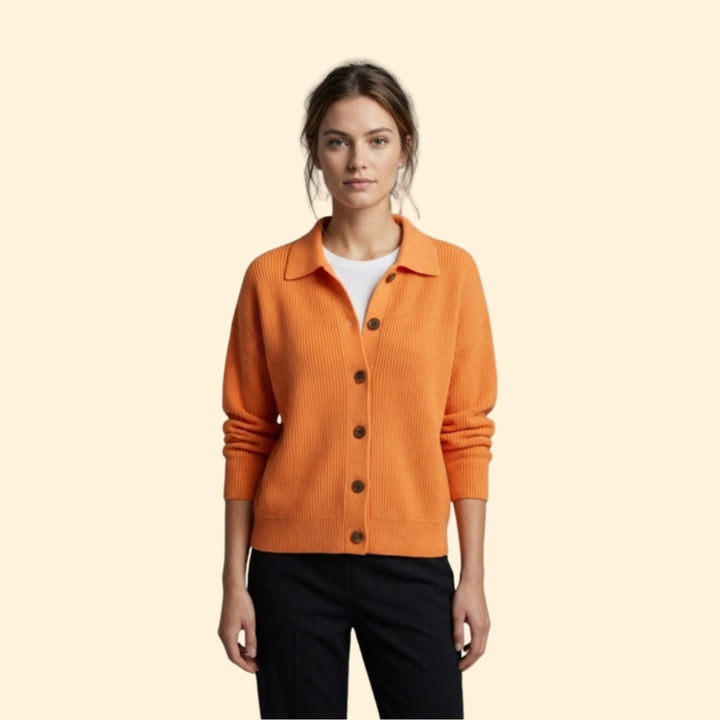 Women’s Button Front Sweater with Ribbed Texture